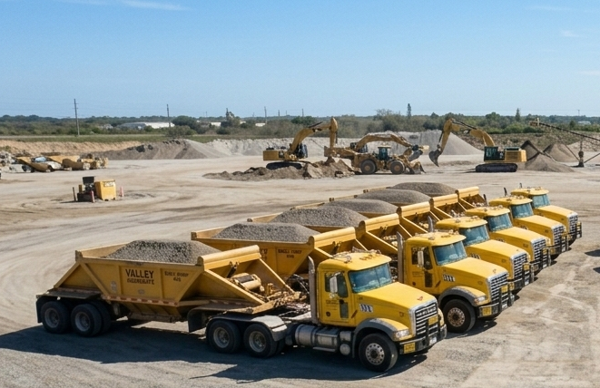 Fleet of belly dump trailers